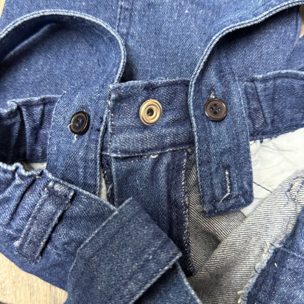 Vintage 90s Little By Little Toddler 2T Denim Set Rainbow Striped Suspenders Set - Picture 7 of 8
